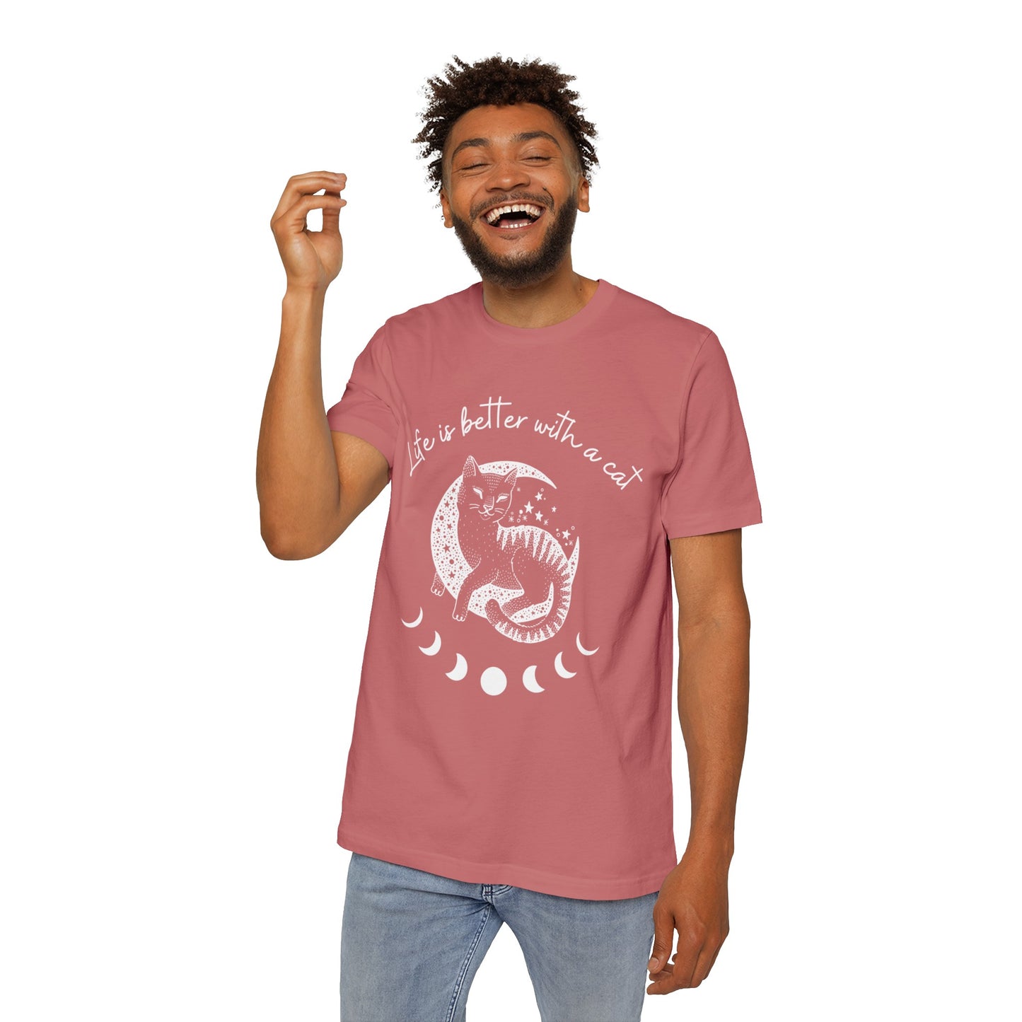 Life is better with a cat - Unisex Short-Sleeve Jersey T-Shirt