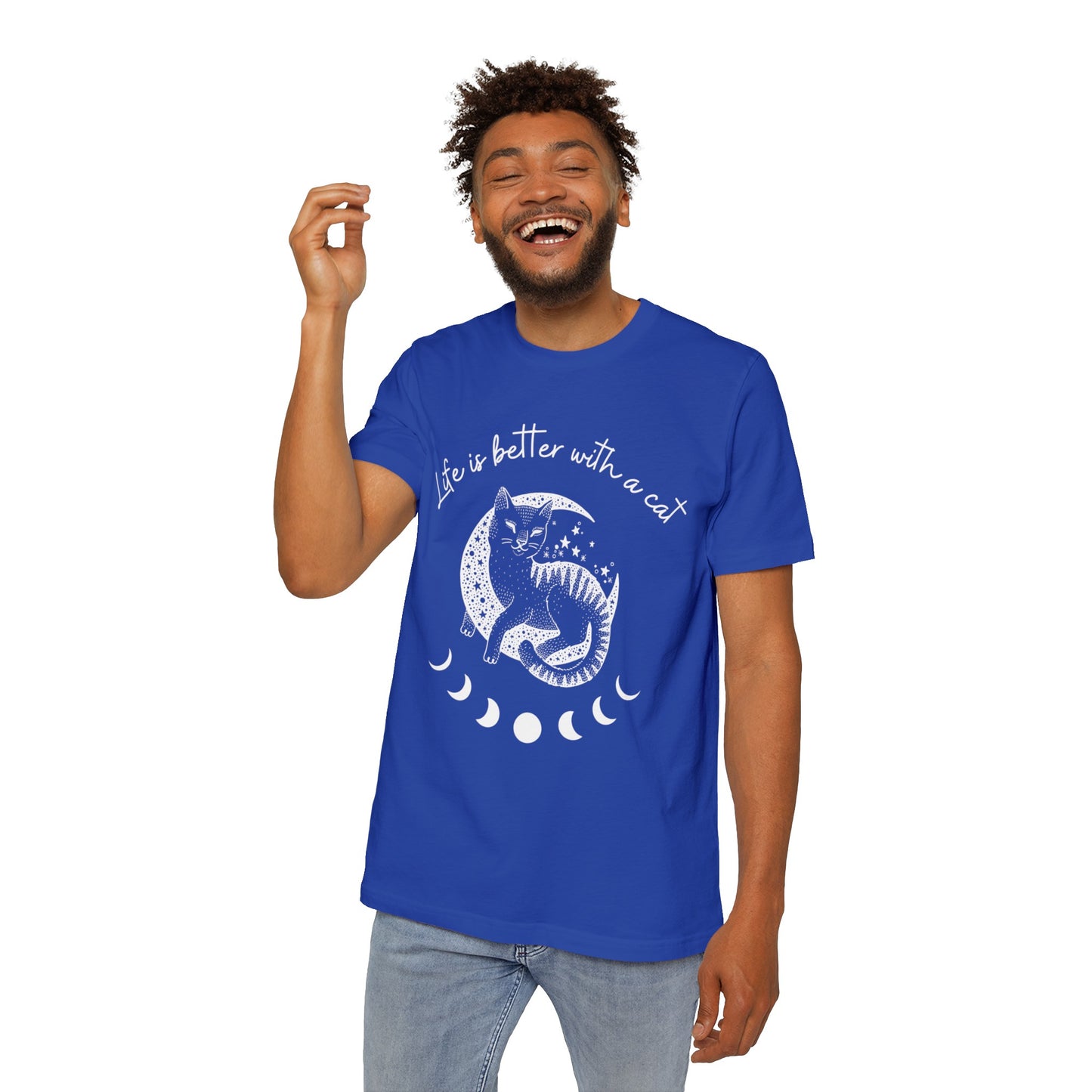 Life is better with a cat - Unisex Short-Sleeve Jersey T-Shirt