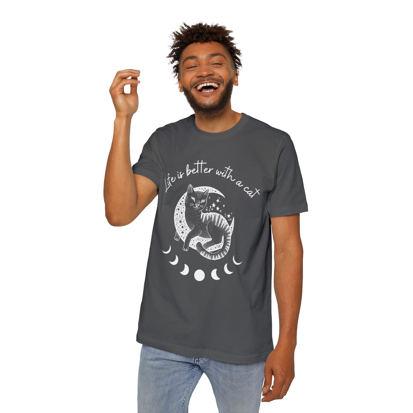 Life is better with a cat - Unisex Short-Sleeve Jersey T-Shirt