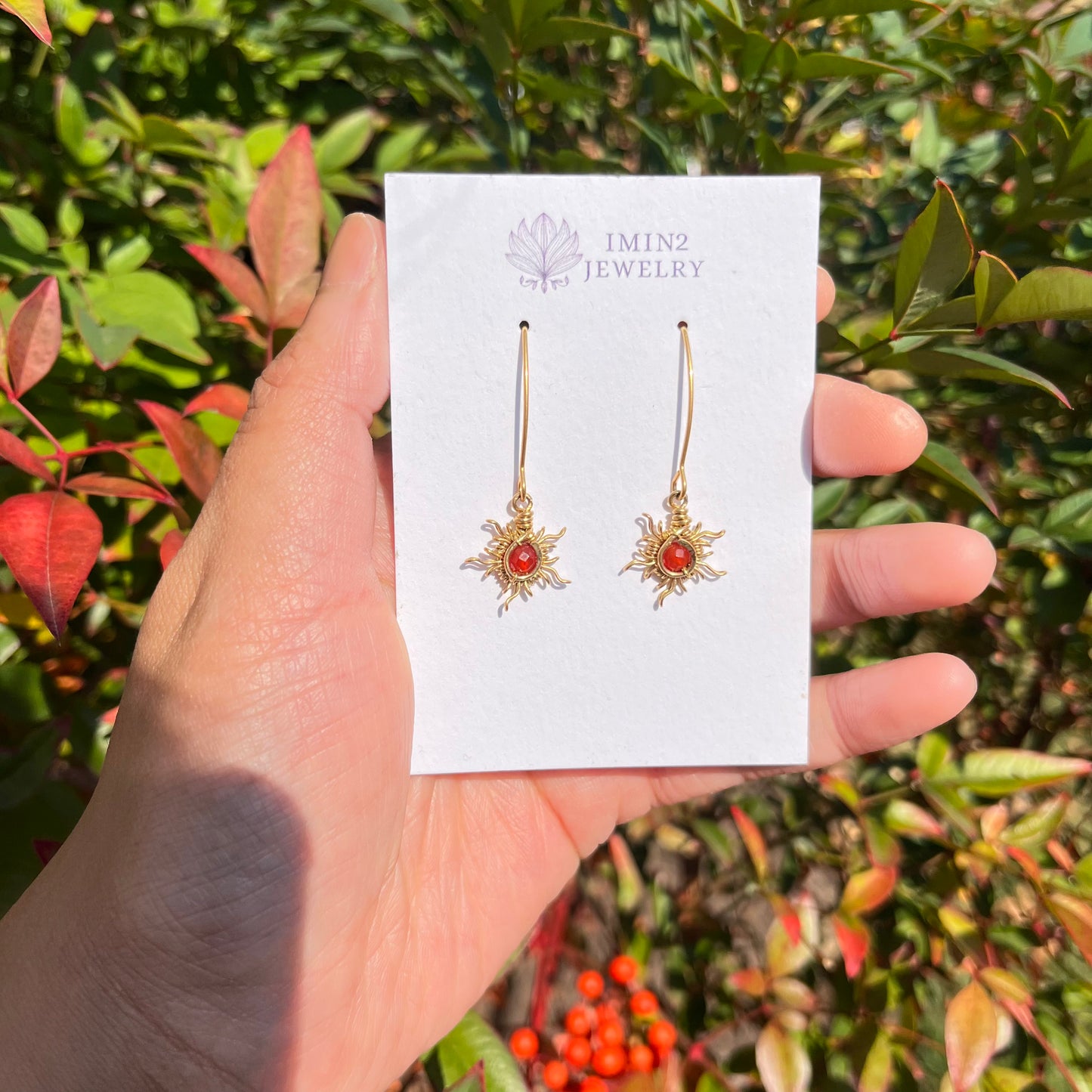 Mini Carnelian Sun Earrings