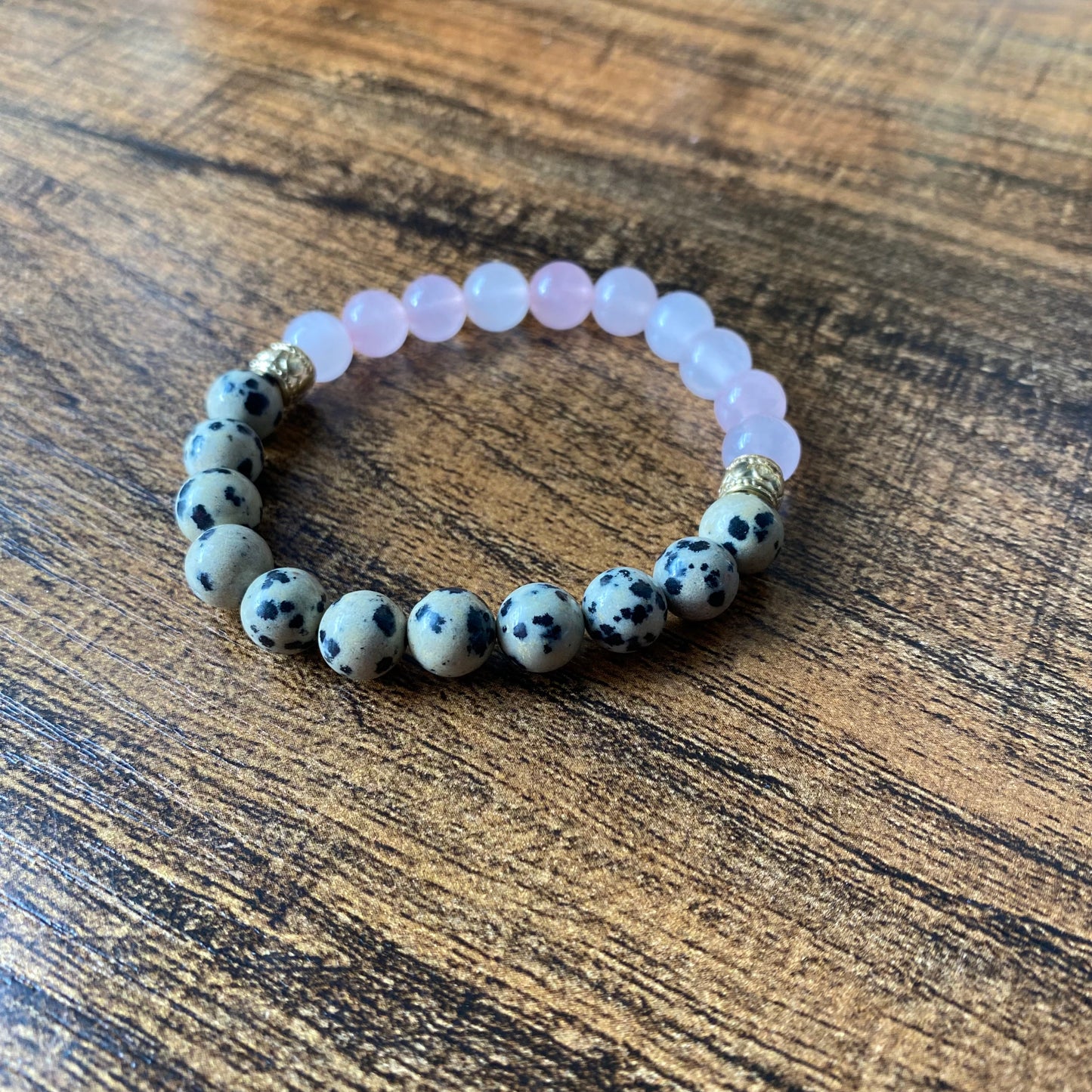 Rose Quartz/Dalmatian Jasper Bracelet