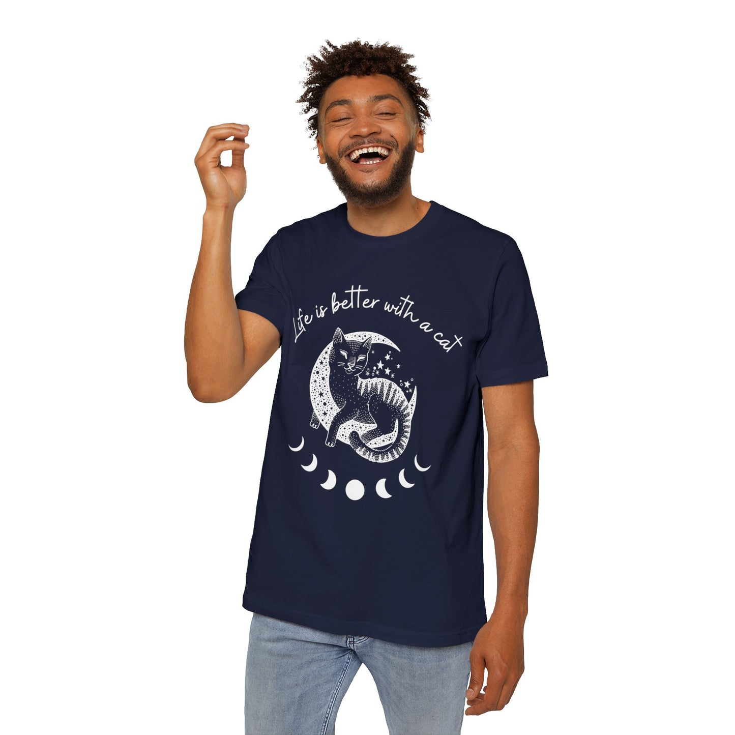 Life is better with a cat - Unisex Short-Sleeve Jersey T-Shirt