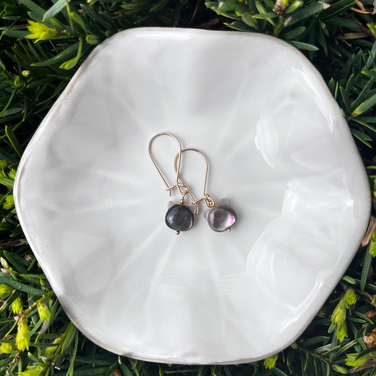 Black Mother of Pearl 14K Gold Filled Earrings