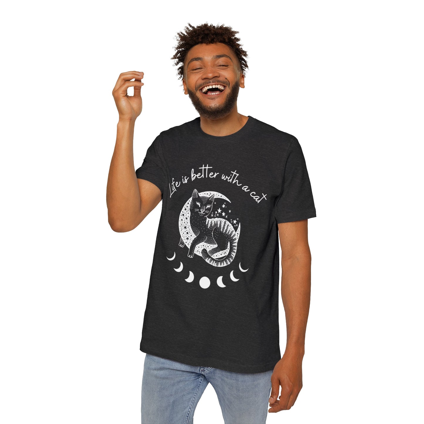 Life is better with a cat - Unisex Short-Sleeve Jersey T-Shirt