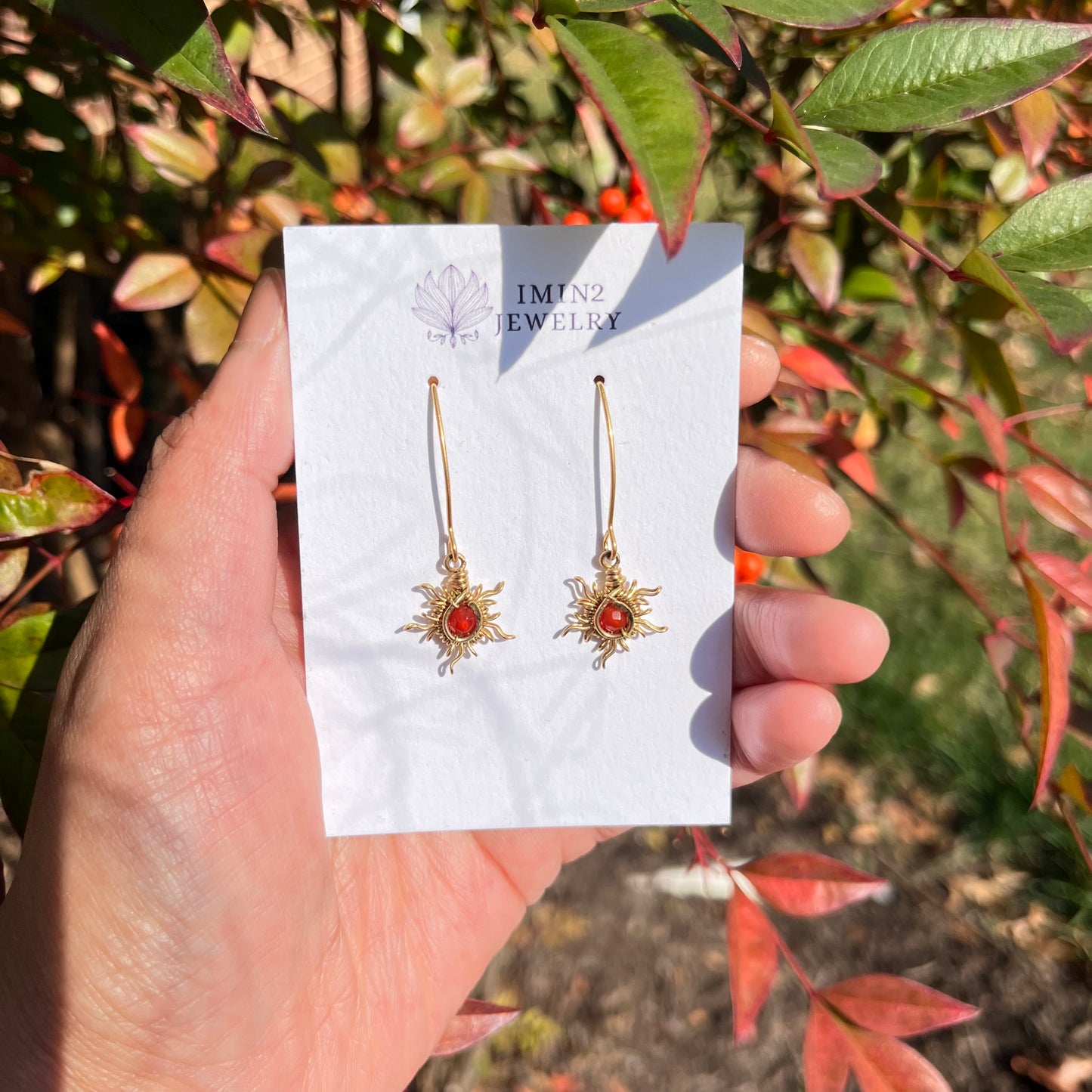 Mini Carnelian Sun Earrings