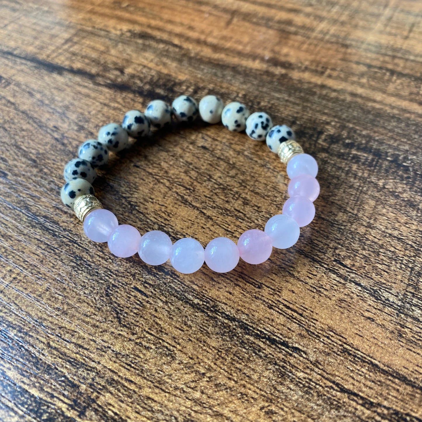 Rose Quartz/Dalmatian Jasper Bracelet
