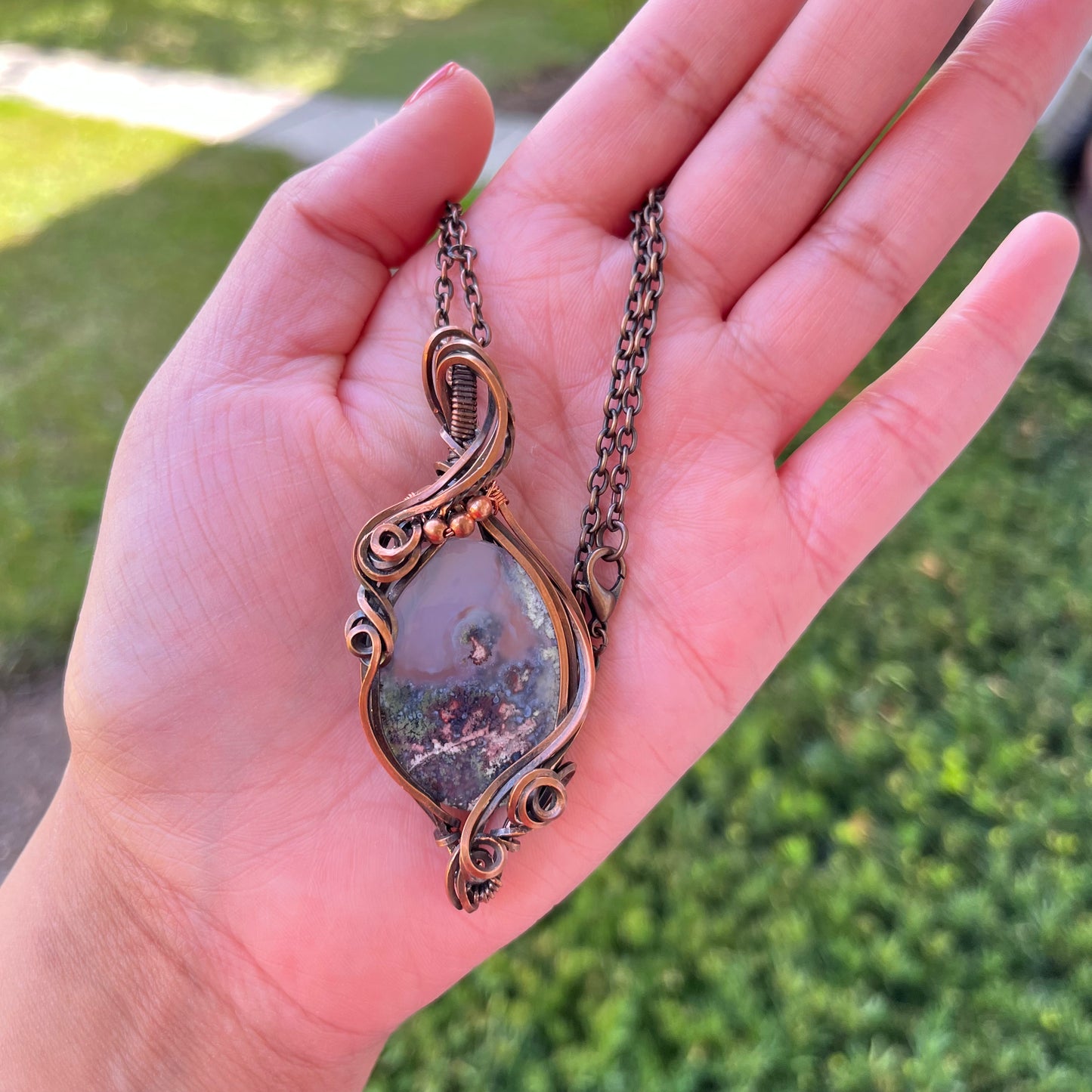 Fairy Garden Necklace Moss Agate Copper Necklace