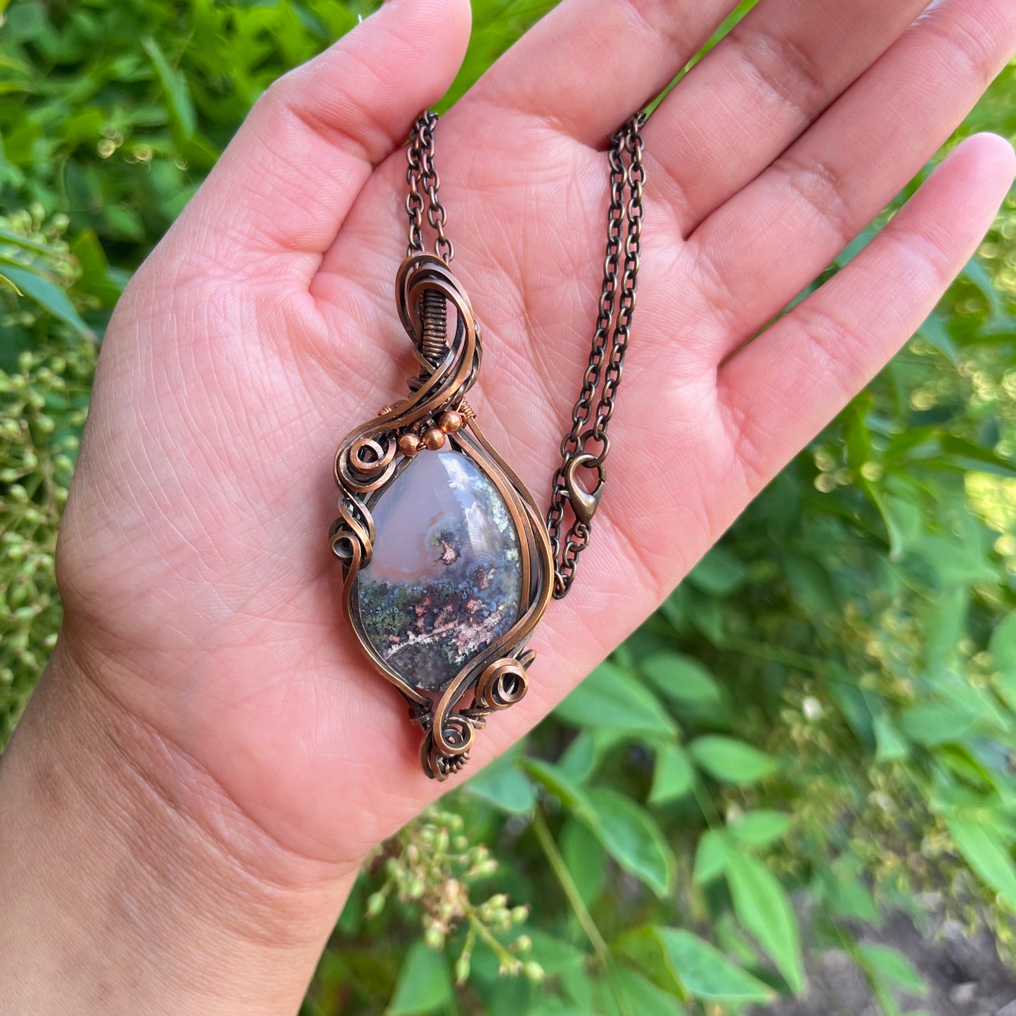 Fairy Garden Necklace Moss Agate Copper Necklace