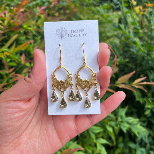 Art Nouveau Black Diamond Earrings