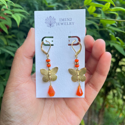 Carnelian Butterfly Earrings