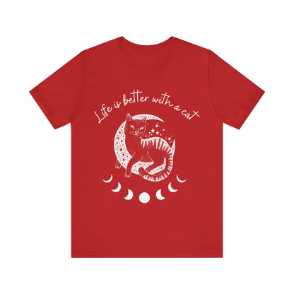 Life is better with a cat - Unisex Jersey Short Sleeve Tee