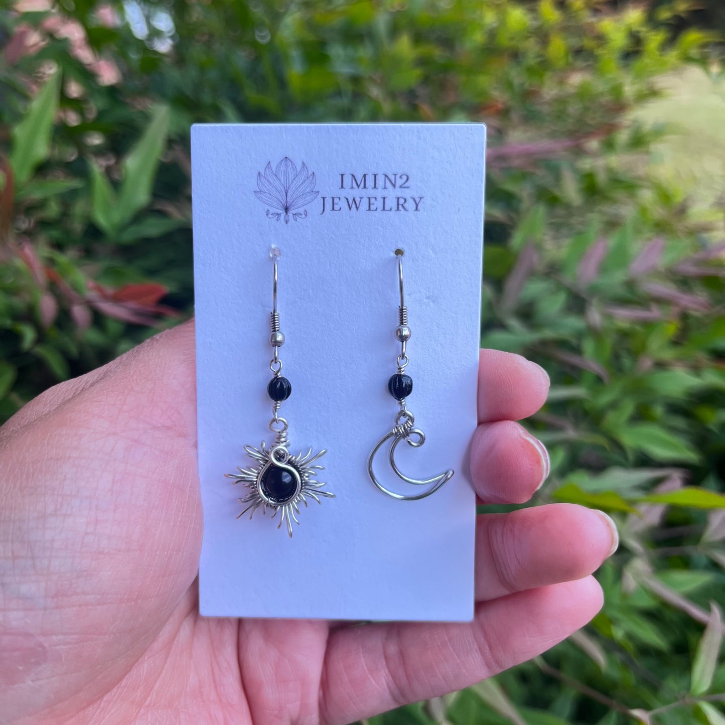 Silver Sun and Moon Earrings
