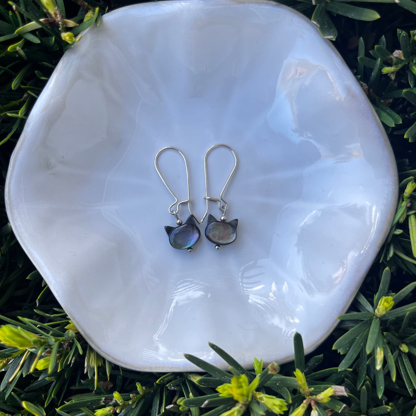 Sterling Silver Black Cat Earrings
