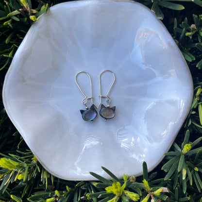 Sterling Silver Black Cat Earrings