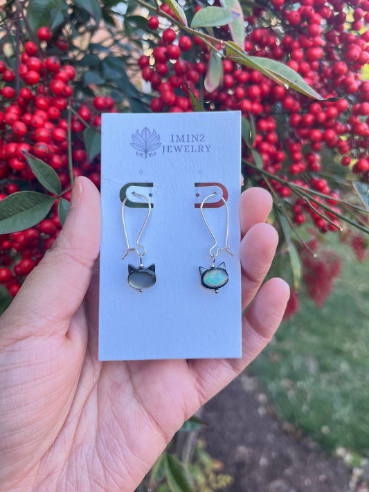 Sterling Silver Black Cat Earrings