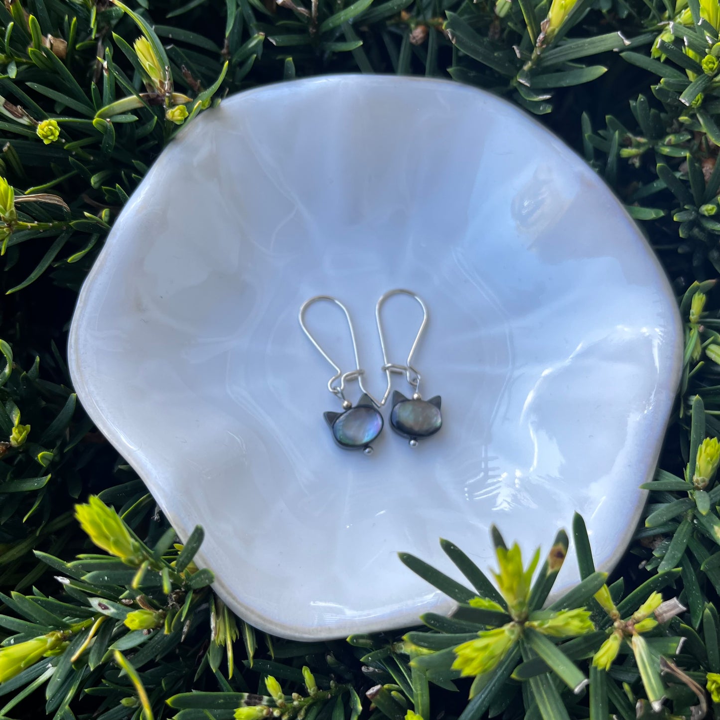 Sterling Silver Black Cat Earrings