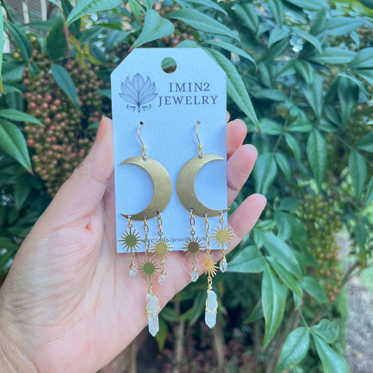 Celestial - Herkimer Diamond  Earrings (In four different colors)