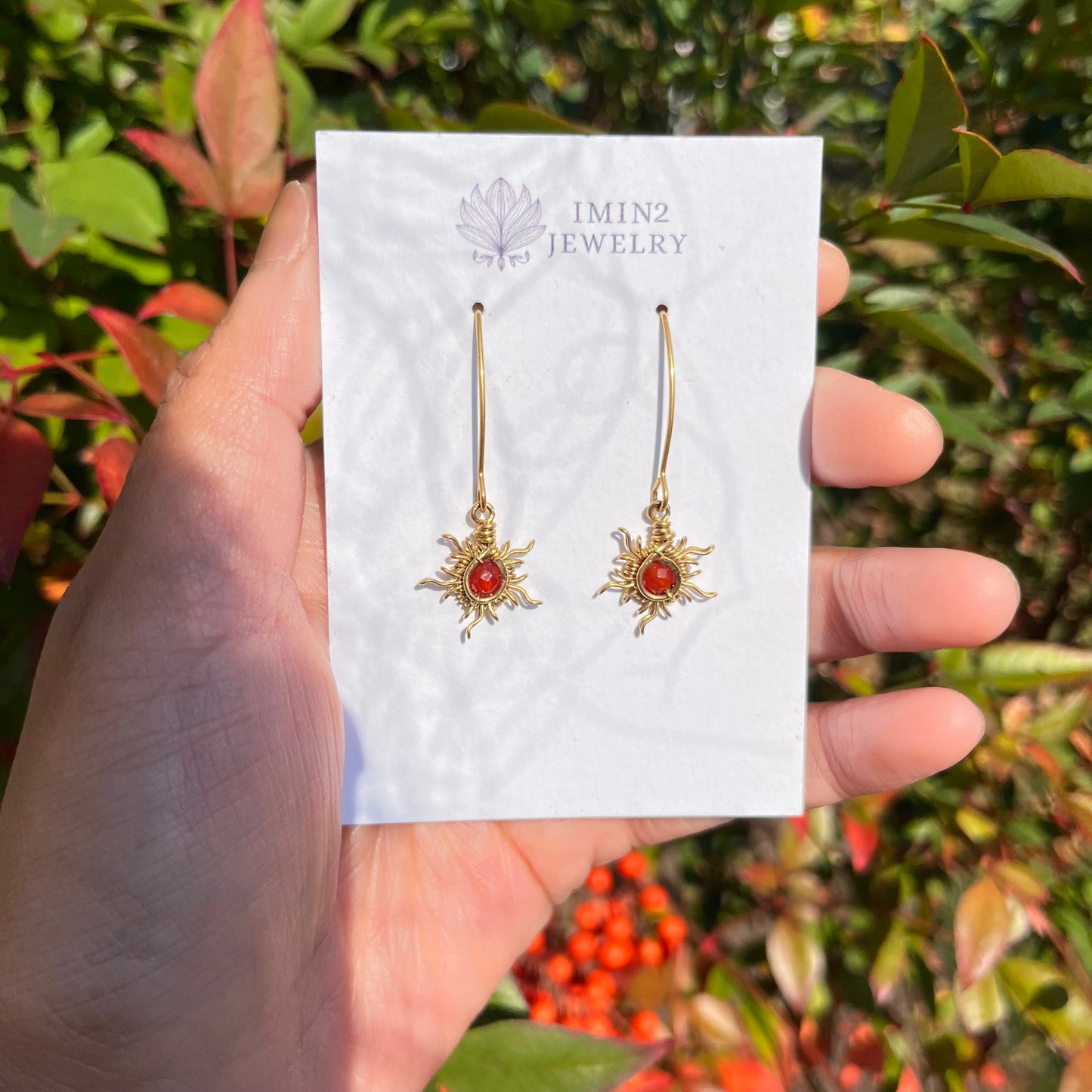 Mini Carnelian Sun Earrings