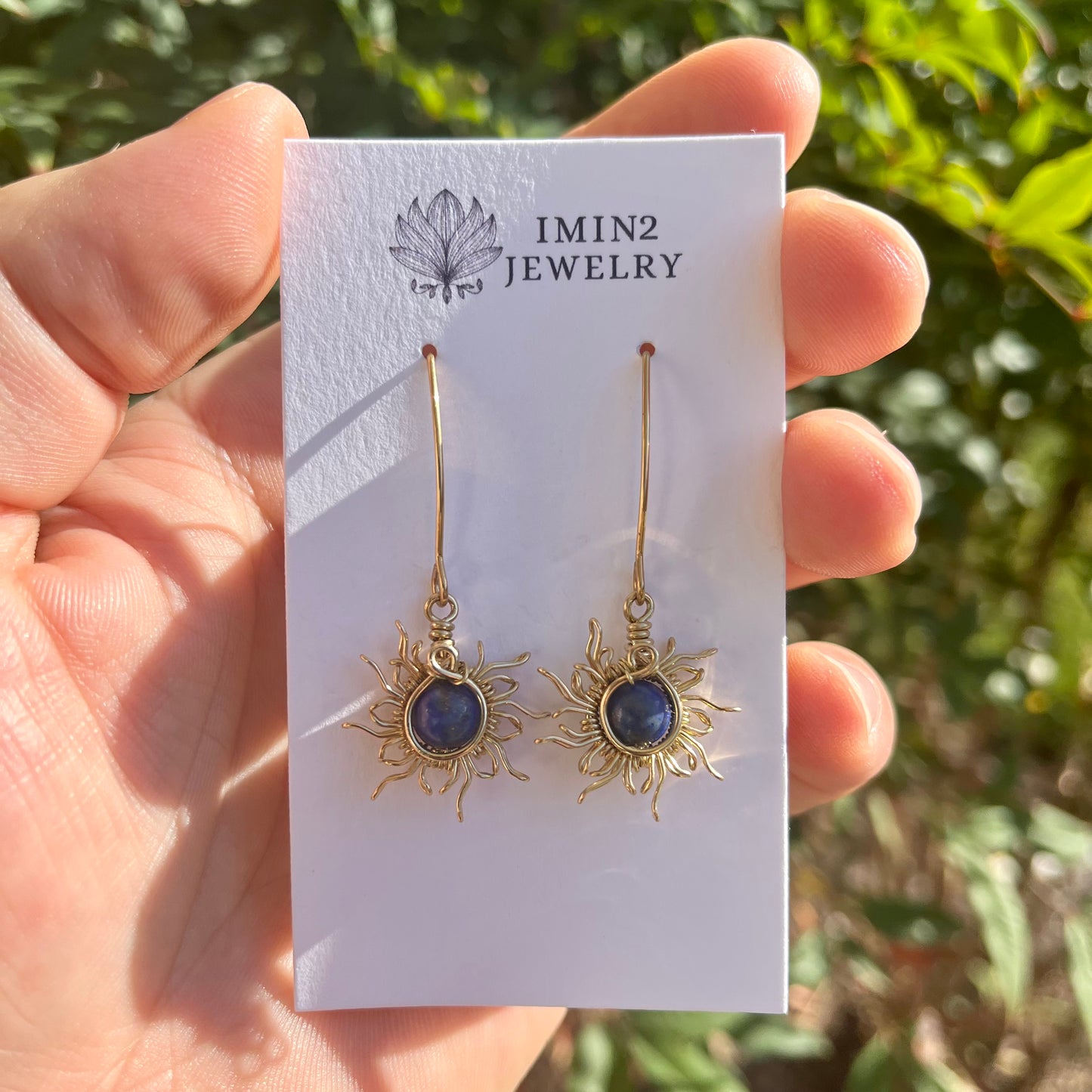 Solar Flare Earrings with Lapis Lazuli