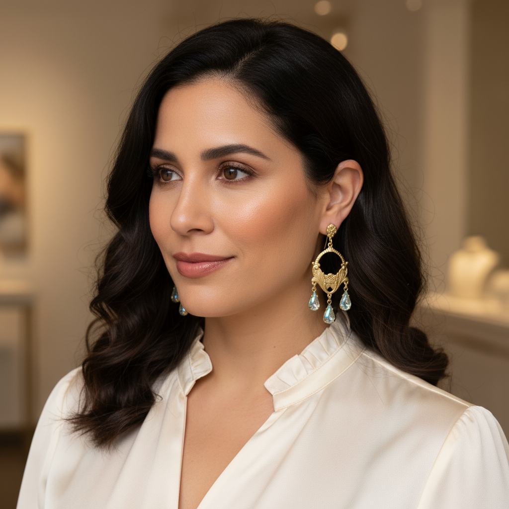 Art Nouveau Aquamarine Earrings