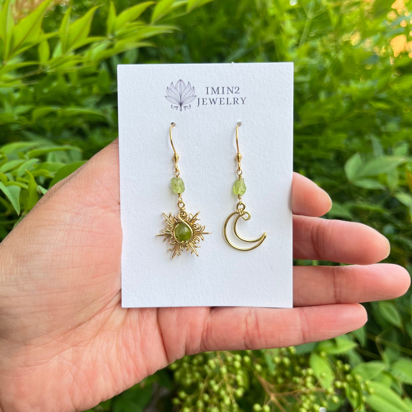 Brass Sun and Moon Earrings (In three different colors)